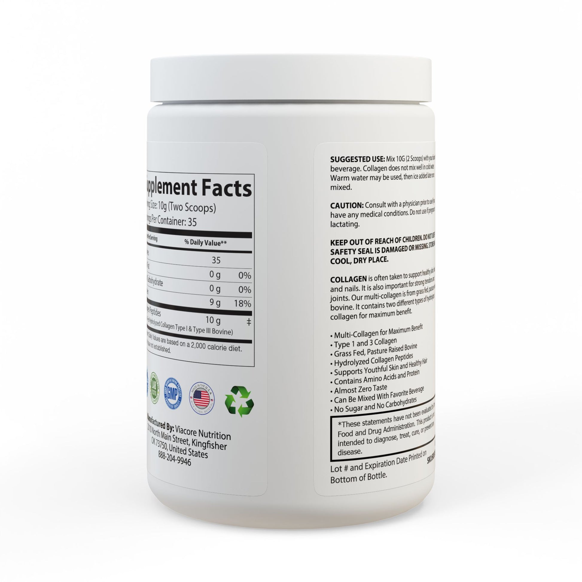Collagen Peptides Powder Hair, Skin, Nail, and Joint Support Type I & III Supplements for Women and Men - 35 Servings