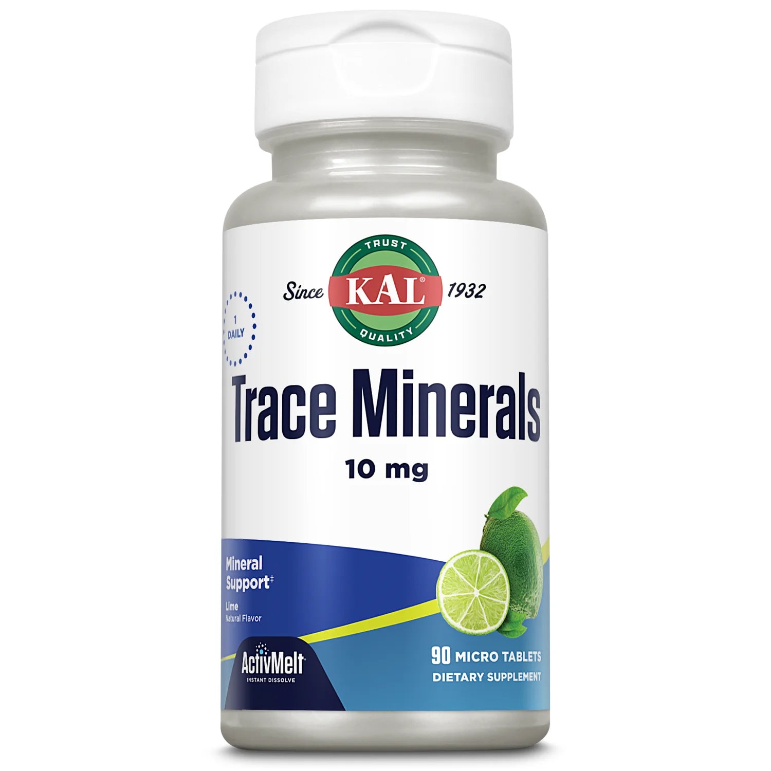 Trace Minerals, 10 Mg Mineral Supplements, Natural Lime Flavor Trace Minerals Supplements, Instant Dissolve Activmelt Tablets for Optimal Trace Mineral Absorption, 90 Servings, 90 Micro Tablets