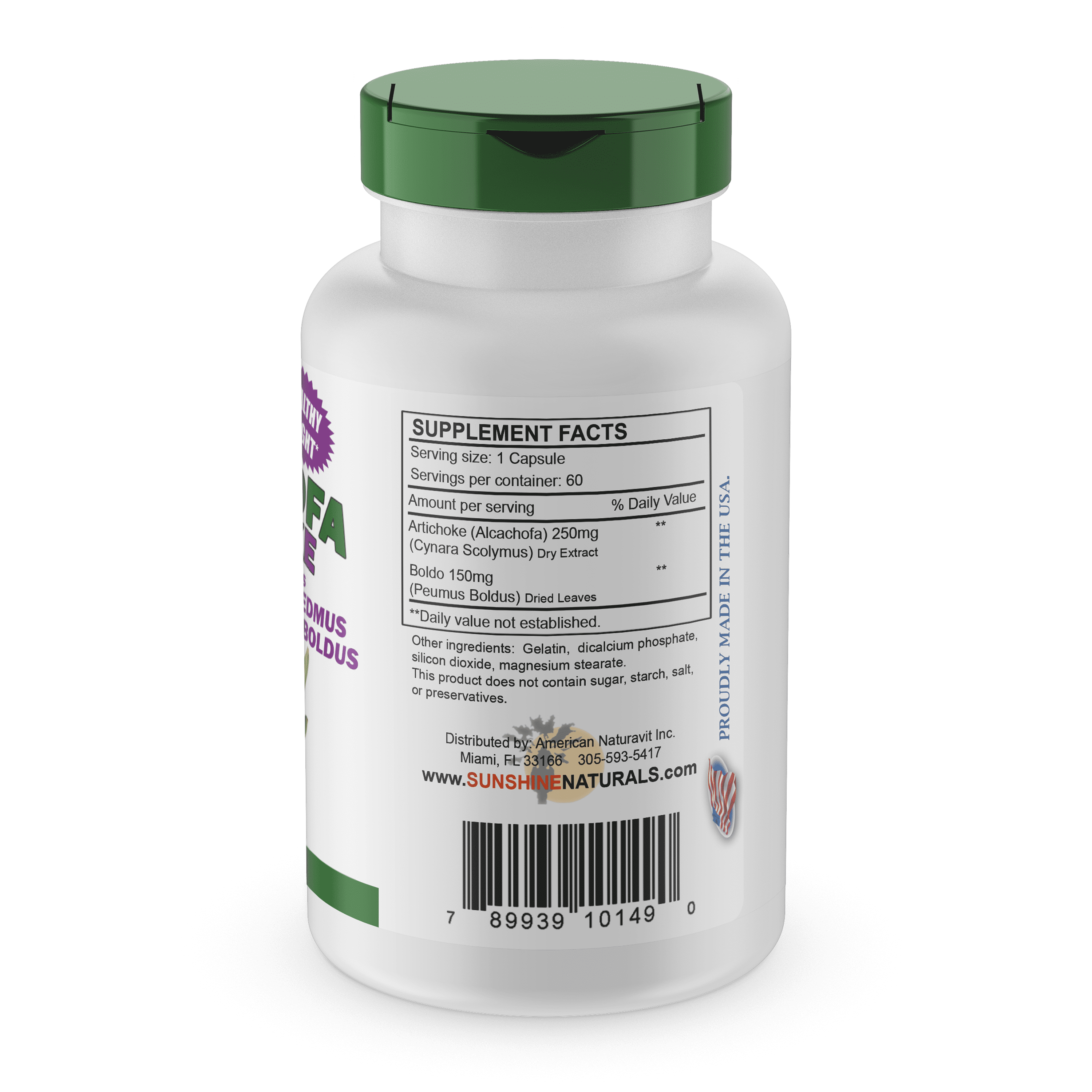 Artichoke Alcachofa plus Boldus Dietary Supplements - 60 Capsules