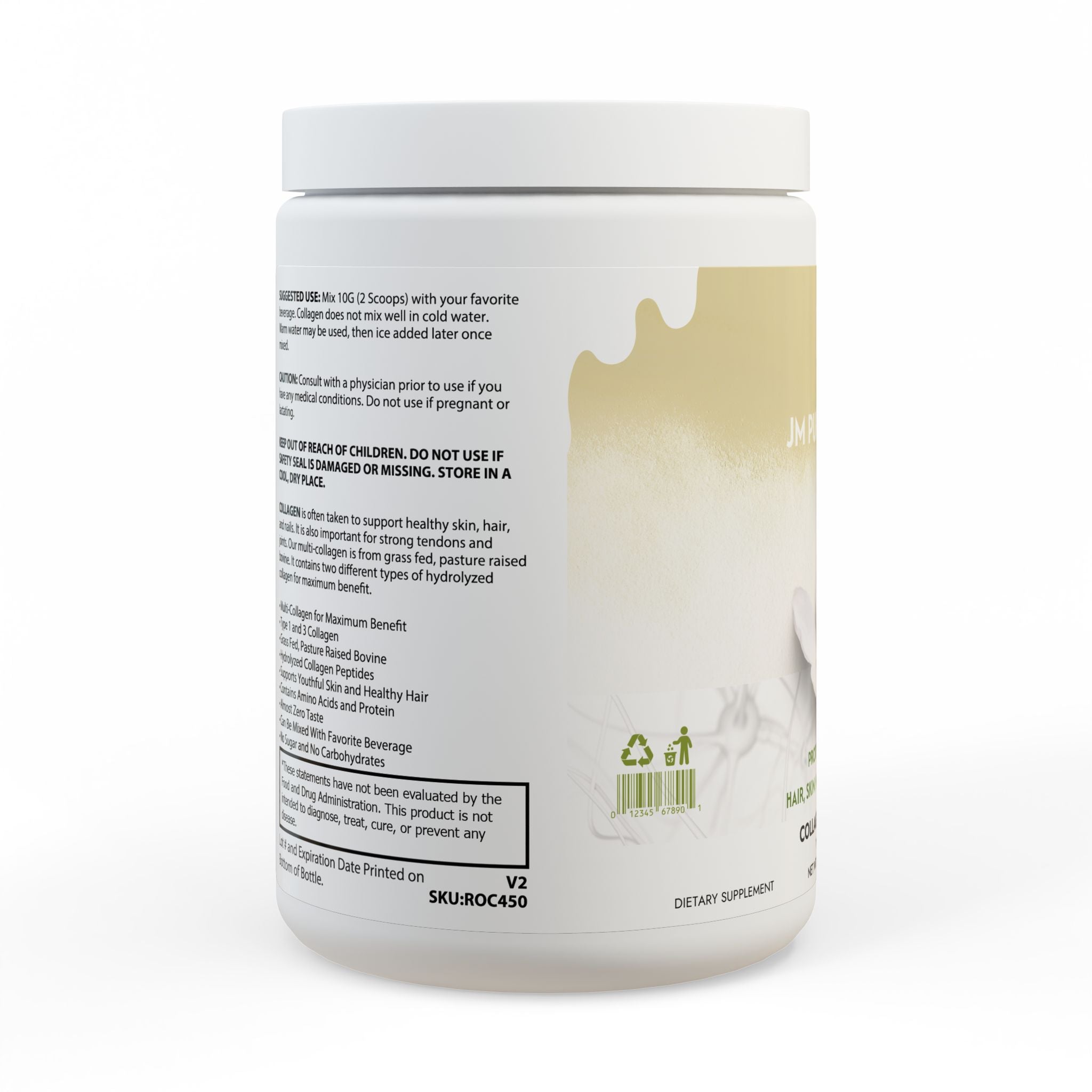 Collagen Peptides Powder Hair, Skin, Nail, and Joint Support Type I & III Supplements for Women and Men - 35 Servings