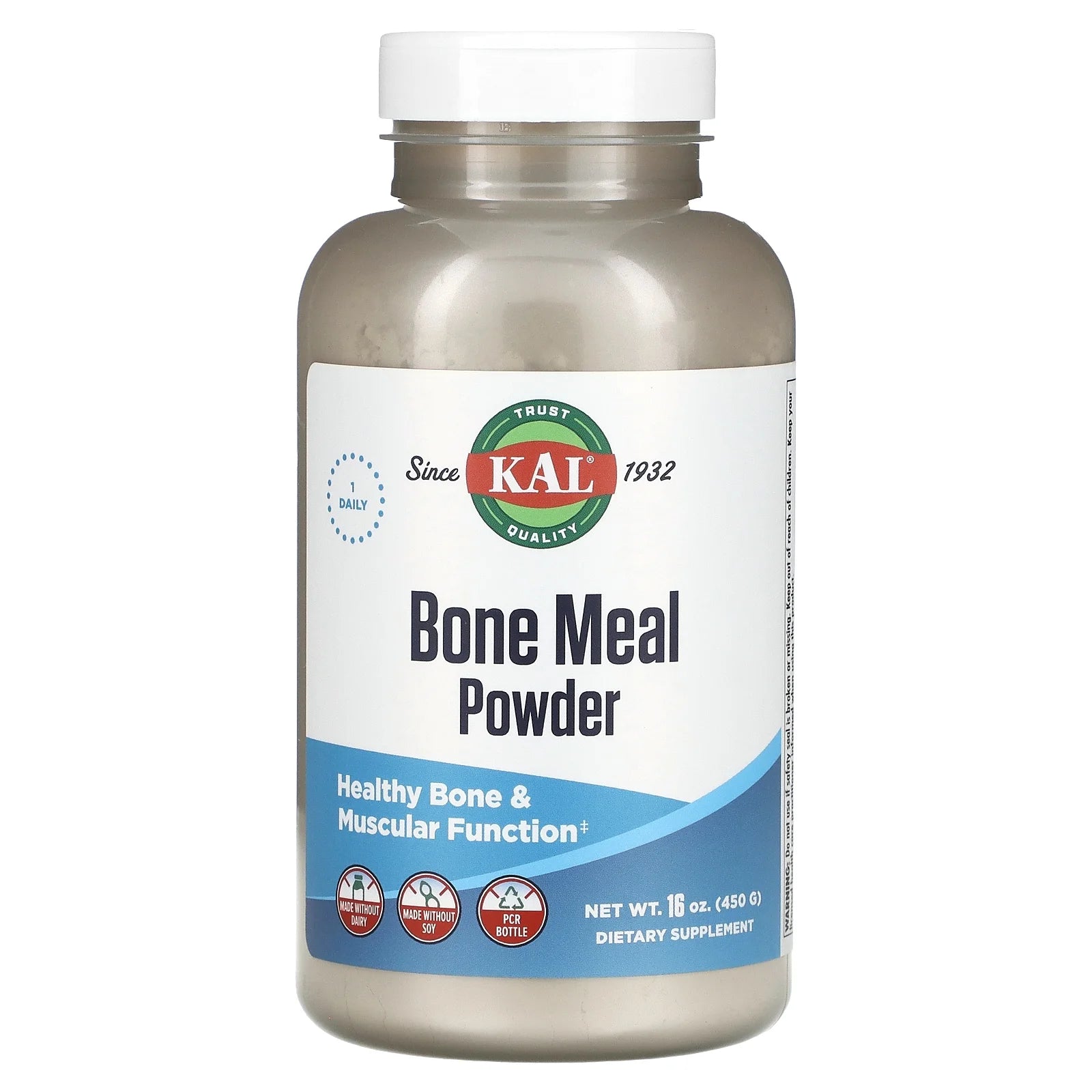 Bone Meal Powder | Sterilized & Edible Supplement Rich in Calcium, Phosphorus, Magnesium | for Bones, Teeth, Nerves, Muscular Function (16Oz)
