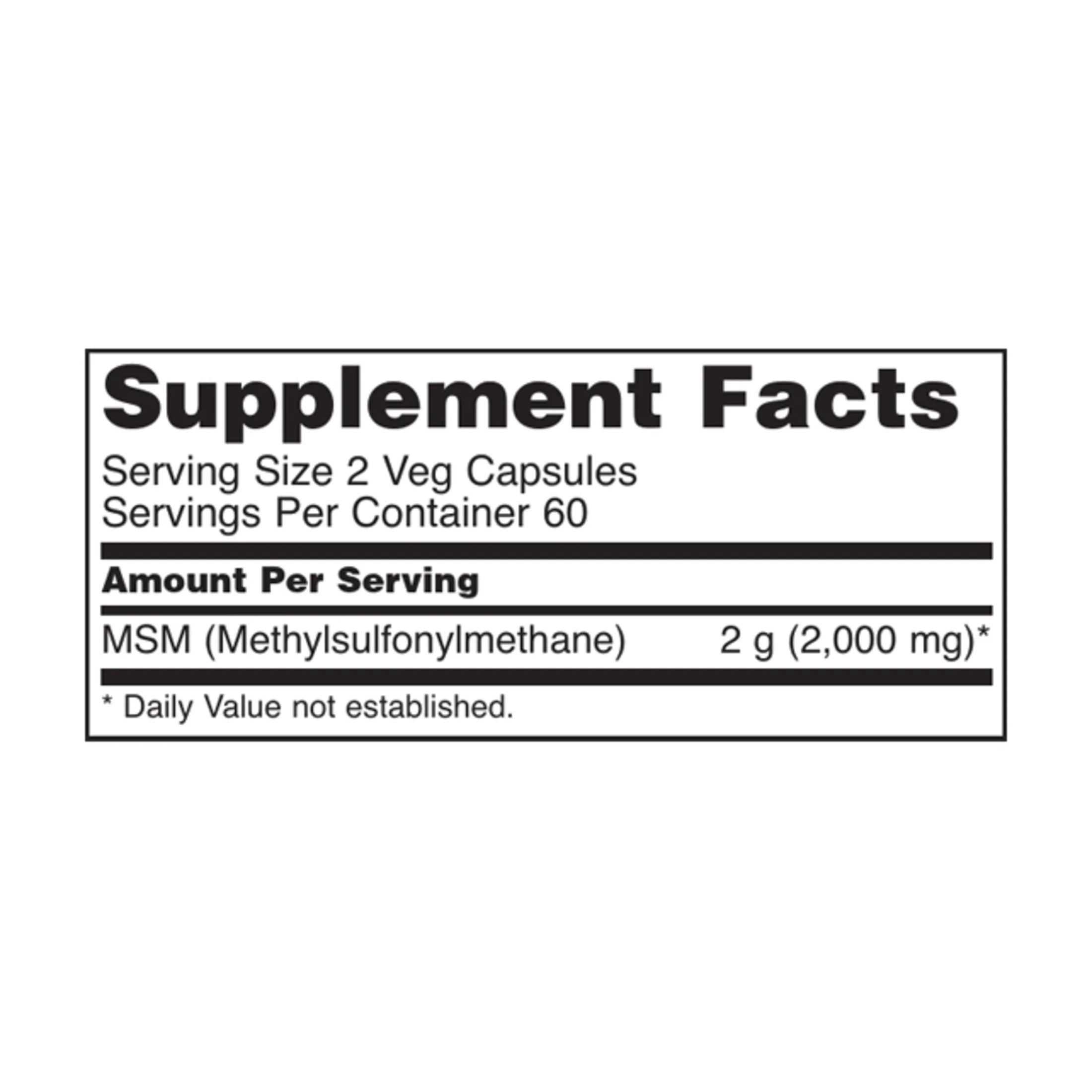 Supplements, MSM (Methylsulfonylmethane) 1,000 Mg, Joint Health*, 120 Veg Capsules