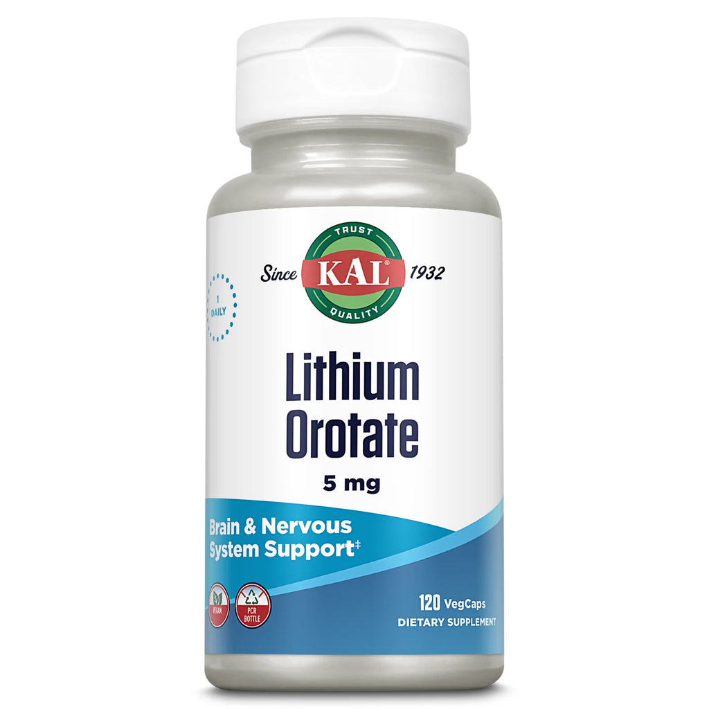 Lithium Orotate 5Mg | Low Serving of Chelated Lithium Orotate for Bioavailability & Mood Support | in Organic Rice Bran Extract Base | 120 Vegcaps
