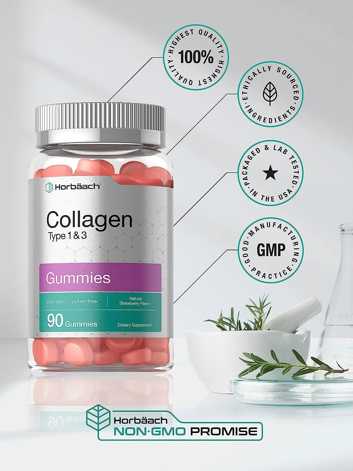 Collagen Gummies | 70 Count | Strawberry Flavored | Hydrolyzed Collagen Type 1 and 3 | by