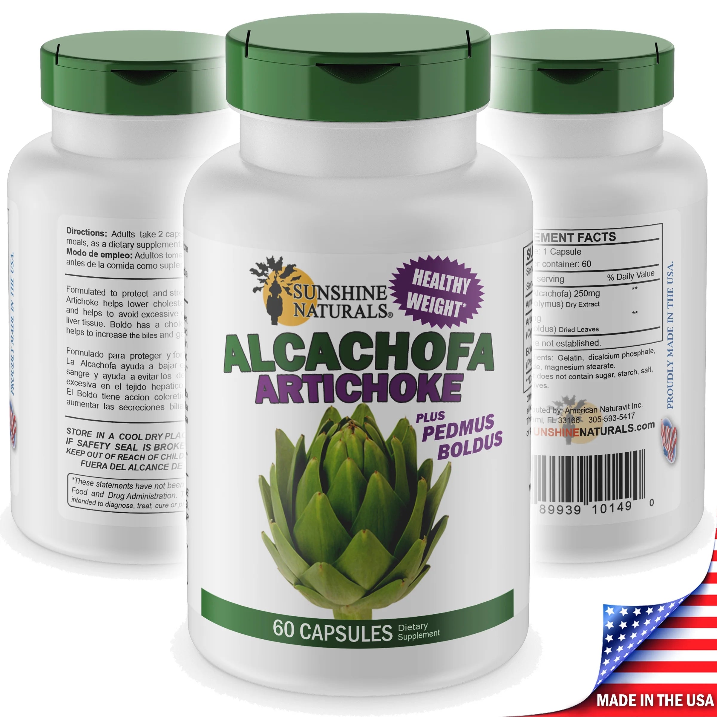 Artichoke Alcachofa plus Boldus Dietary Supplements - 60 Capsules