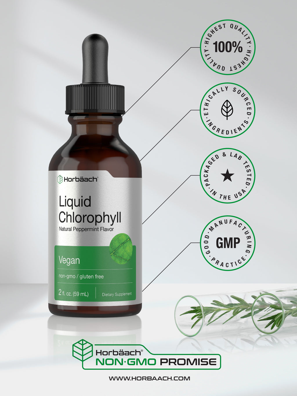 Liquid Chlorophyll | 2 Oz | Natural Peppermint Flavor | by