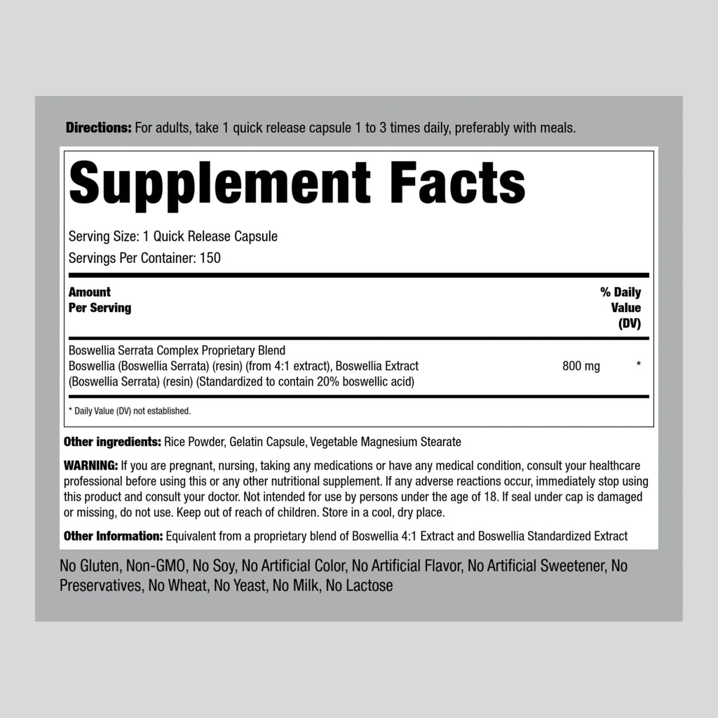 Boswellia Extract | 800Mg | 150 Capsules | with Boswellic Acid | by