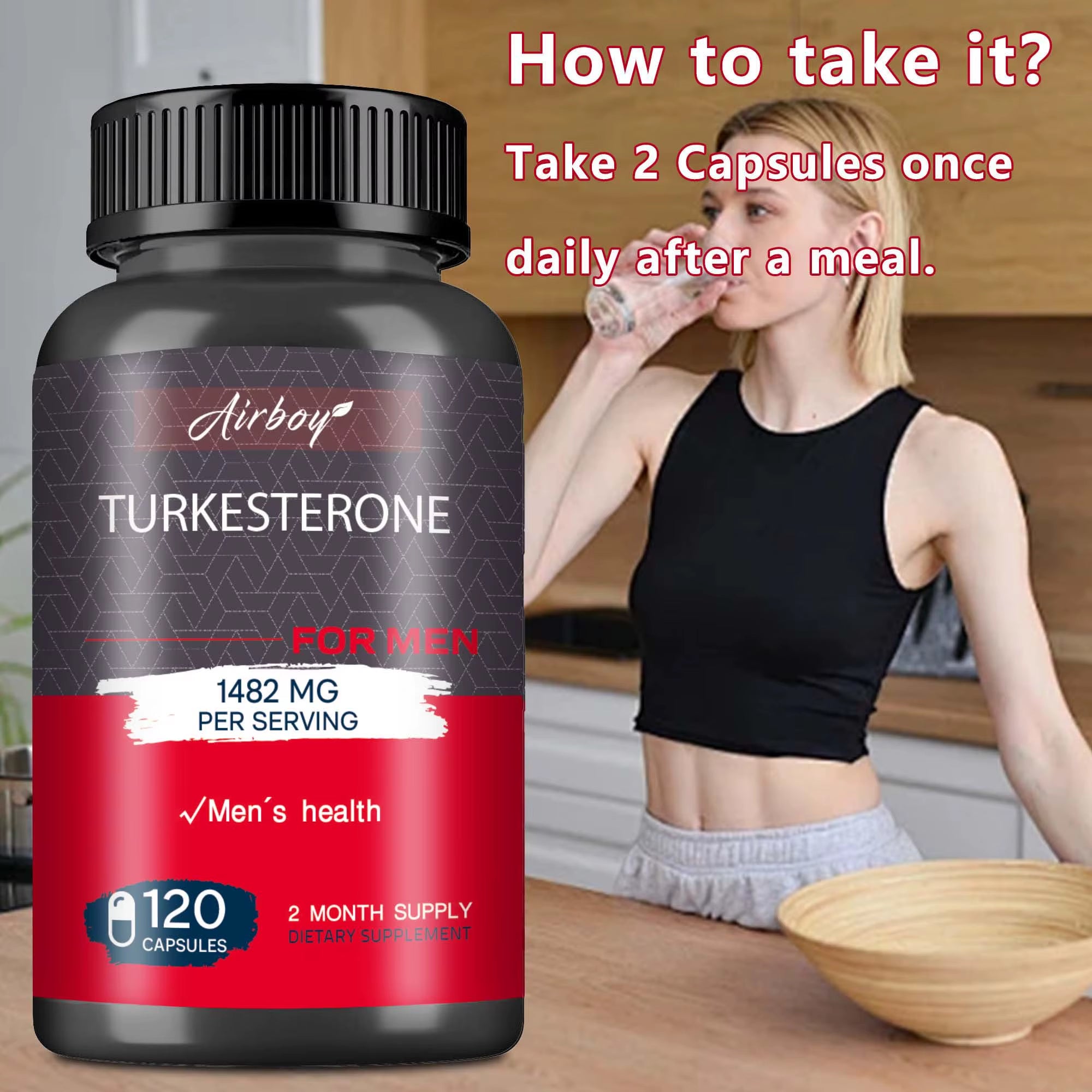 Turkeysterone Booster - Muscle Growth, Strength, Power, Endurance Training Supplements - 120 Capsules