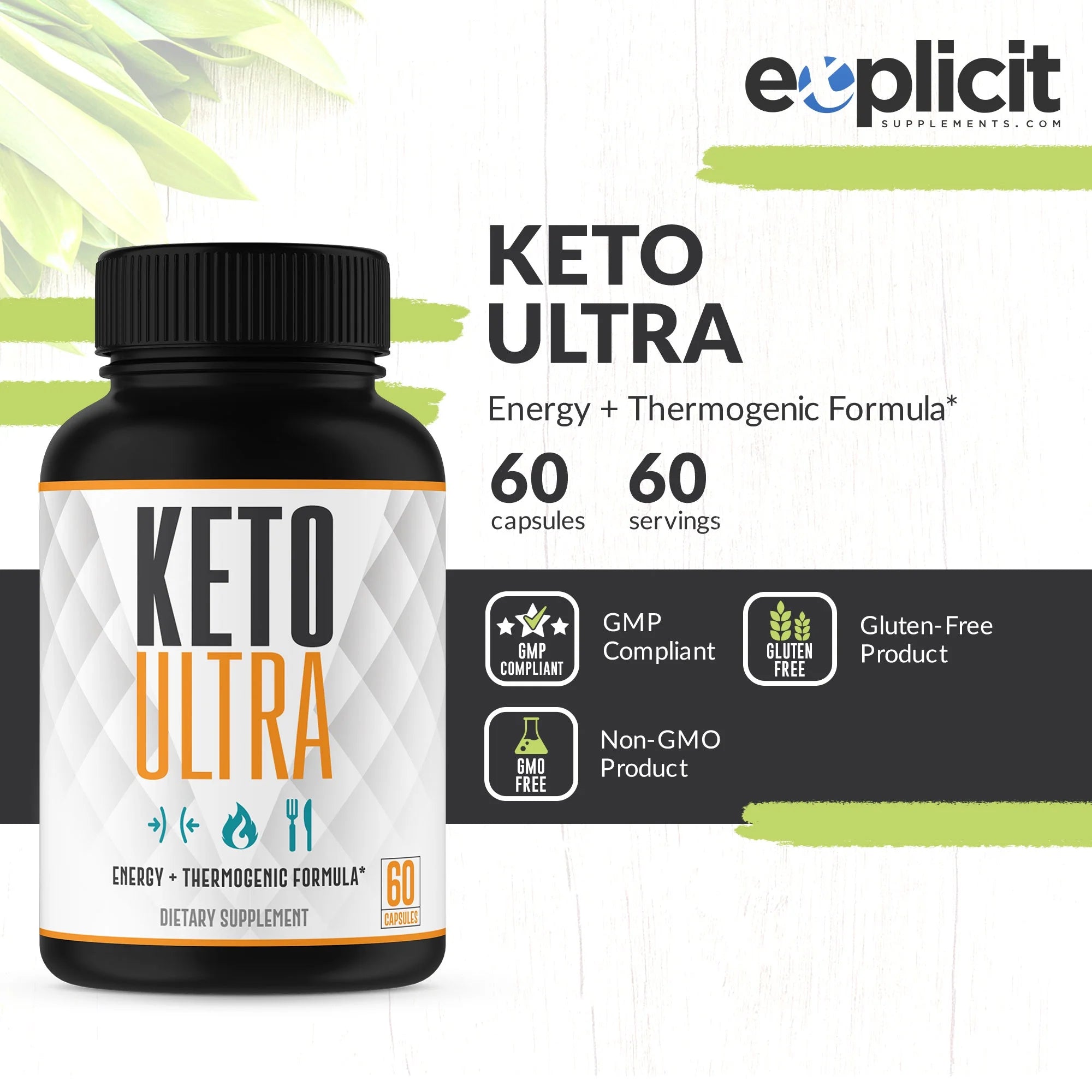 Keto Ultra Ketogenic Weight Loss Supplement, 60 Capsules