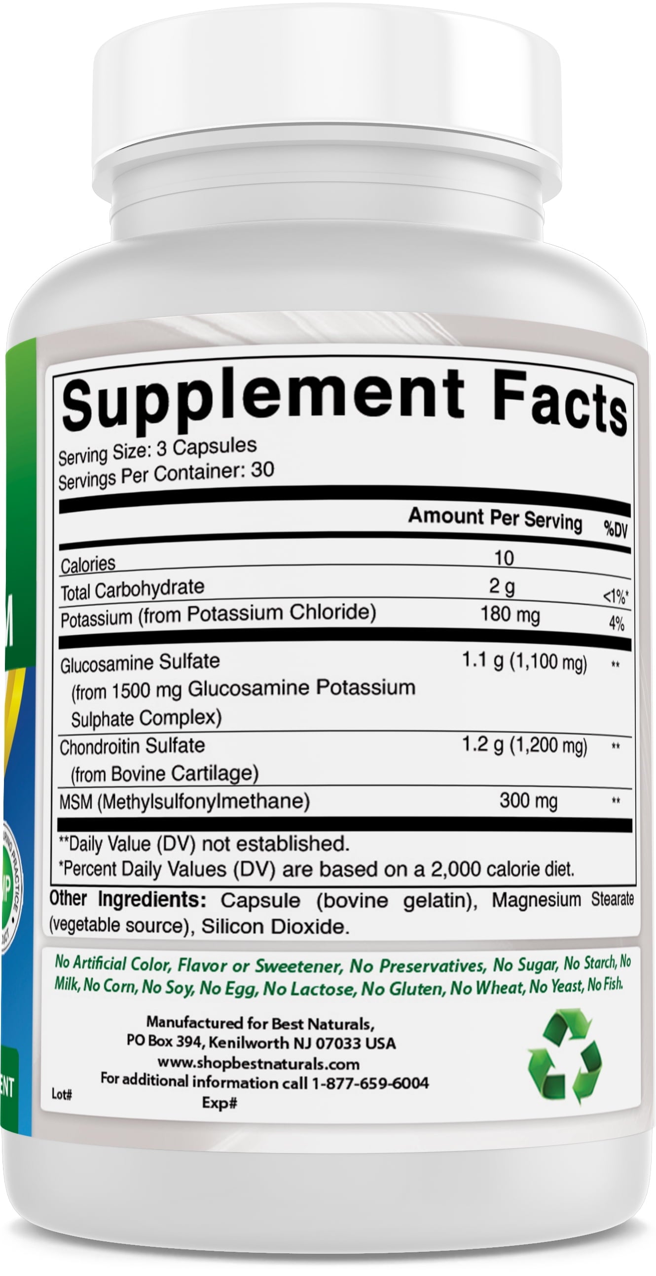 Glucosamine Chondroitin MSM Supplements 2600 Mg 90 Capsules