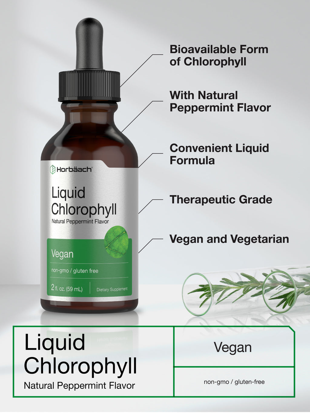 Liquid Chlorophyll | 2 Oz | Natural Peppermint Flavor | by