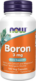 NOW Supplements, Boron 3 Mg (Bororganic Glycine), 100 Veg Capsules